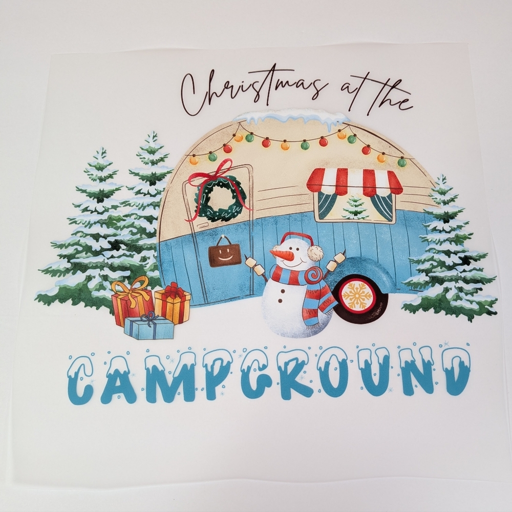 DTF Transfer Christmas at‎ The Campground Snowman Theme READY TO PRESS